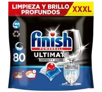Finish Powerball Ultimate Infinity Shine, pastillas para el lavavajillas contra manchas resecas y escudo protector, Pack de 80 pastillas (embalaje puede variar)