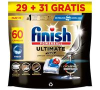 Finish Powerball Ultimate Plus All in 1 Pastillas Lavavajillas, Nuestra Máxima Limpieza y Brillo Diamante, 60 pastillas