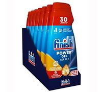 Finish Powergel Detergente Lavavajillas Anti Odores, Gel Lavavajillas, 210 Lavavajillas, 7 Paquetes de 30 Lavavajillas