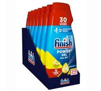 Finish Powergel Gel Detergente para Lavavajillas Líquido, Multiacción, Potes Desengrasantes, Limón, Multicolor, 7 Unidades, Paquete de 1