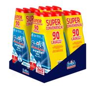 Finish Powergel - Gel detergente líquido para lavavajillas, multiacción, 100% vajilla más protegida, 360 lavados, multicolor, 12 paquetes de 30 lavados, sin perfume, 7200 ml