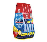 Finish Powergel - Gel detergente líquido para lavavajillas, multiacción, poderes desengrasantes, gel lavaplatos de limón, 120 lavados, 4 paquetes de 30 lavados