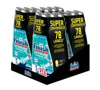 Finish Quantum + Gel limpiador para lavavajillas líquido recomendado por Napisan, Multiacción, Fresh, 312 lavados, 12 paquetes de 26 lavados