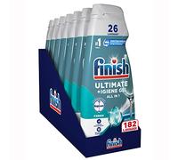 Finish Quantum + Higiene, Detergente para lavavajillas recomendado por Napisan, gel para lavavajillas, 182 lavados, 7 paquetes de 26 lavados de líquido para lavavajillas
