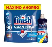Finish Quantum Pastillas para lavavajillas Regular 90 pastillas + Abrillantador Limón 500ml