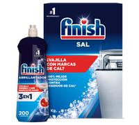 Finish Sal Lavavajillas 4kg + Abrillantador Lavavajillas Regular 800ml (200 lavados)