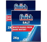 Finish - Sal para lavavajillas, 2 kg, evita la acumulación de cal, suavizante de agua para lavavajillas, platos limpios y espumosos cada vez