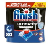 Finish Ultimate Infinity Shine Pastillas para lavavajillas - 80 cápsulas | Combaten las manchas resecas, otorgan limpieza profunda y eficaz. Protegen tu cristalería, Detergente para lavavajillas