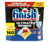 Finish Ultimate Infinity Shine Pastillas para lavavajillas Limón - 160 | Combaten las manchas resecas, otorgan limpieza profunda y eficaz. Protegen tu cristalería, Detergente para lavavajillas