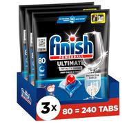 Finish Ultimate Infinity Shine Pastillas para lavavajillas - Pastillas para lavavajillas para una limpieza definitiva, desengrase y brillo con escudo protector - Pack ahorro de 240 pastillas (3 x 80