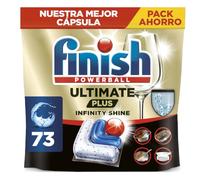 Finish Ultimate Plus Infinity Shine Pastillas lavavajillas - 73 cápsulas | Nuestra mejor cápsula contra manchas difíciles - Pastilla eficaz contra restos requemados - Elimina, desincrusta y desengrasa