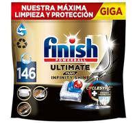 Finish Ultimate Plus Infinity Shine, Pastillas para el Lavavajillas, limpieza y brillo intensivos, y protección del cristal, 146 pastillas