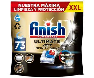 Finish Ultimate Plus Infinity Shine, Pastillas para el Lavavajillas, limpieza y brillo intensivos, y protección del cristal, 73 pastillas