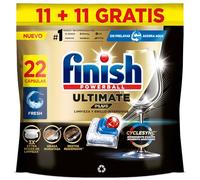 Finish Ultimate Plus, Pastillas para el Lavavajillas, Limpieza intensiva, brillo diamante y protección vajilla, 22 Pastillas