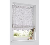 Finja - Estor plegable de tela de algodón, cenefa decorativa con ribete, diseño floral, estilo rústico, tamaños: ancho 80 cm x alto 140 cm