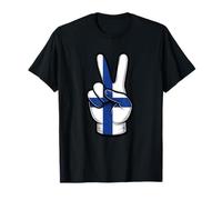 Finland Peace Sign Hand Patriotic Finnish Country Flag Camiseta