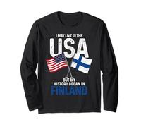 Finlandés Americano Mi Historia Comenzó En Finlandia Orgullo Finlandés Manga Larga