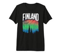 Finlandia Aurora Boreal Retro Helsinki Finlandés Laponia Nieve Camiseta Premium