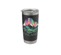 Finlandia Aurora Boreal Retro Helsinki Finlandés Laponia Nieve Vaso térmico de acero inoxidable de doble pared