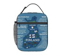 Finlandia - Bolsa de almuerzo con varios estampados de hazañas, reutilizable, fácil de llevar, camping, senderismo, rutina diaria