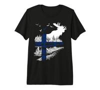 Finlandia Fahne Bandera Alce Finlandia Camiseta Premium