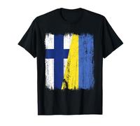 Finlandia Ucrania Media Bandera Finlandesa Ucrania Heritage Camiseta