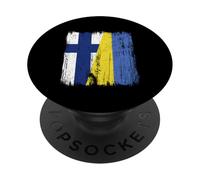 Finlandia Ucrania Media Bandera Finlandesa Ucrania Heritage PopSockets PopGrip Adhesivo