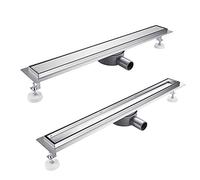 Finmrys Canaleta de ducha de acero inoxidable de 120 cm, pavimentable, con salida de agua rotativa 360°, sifón integrado, filtro de pelo y sistema antiolores
