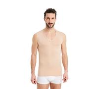 FINN Camiseta Interior Business Hombre sin Mangas con Cuello en V - Camiseta Interior de Tejido Original Lenzing® Modal - la Camiseta Debajo de Camisas y Trajes Invisible Color Piel Nude L