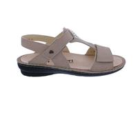 Finn Comfort Sandalia Calvia 2807-007081, Taupe-Beige, Piel Nobuk Con Brillo