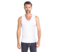 FINN Lasercut Business Camiseta interior para hombre sin mangas con cuello en V, sin costuras, de tela modal original de Lenzing, la camiseta invisible debajo de la camisa y el traje, Blanco, L