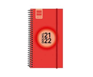 Finocam Agenda 2021 2022 Semana vista apaisada Septiembre 2021, Agosto 2022 12 meses E9, 94x171 mini Espir Label Rojo Español