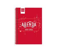 Finocam Agenda 2021 2022 Semana vista apaisada Septiembre 2021, Junio 2022 10 meses y Julio/Agosto resumidos 8º, 120x162 Espiral Cool Rojo Catalán