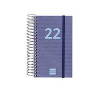 Finocam - Agenda 2022 1 Día Página, de Enero 2022 a Diciembre 2022 (12 meses) E3-79x127 mm Espiral Year Azul Catalán, Mini