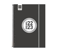 Finocam - Agenda 2022 2023 Espir Label Semana Vista Horizontal Septiembre 2022 - Agosto 2023 (12 meses) Negro Español