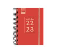 Finocam, Agenda 2022 2023 Secundaria 1 Día Página Septiembre 2022, Junio 2023 (curso lectivo), Julio y Agosto resumidos, Rojo Español, PEQUEÑO, 8, 120x164 mm