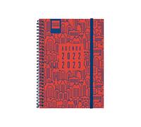 Finocam, Agenda 2022 2023 Secundaria Semana Vista Horizontal Septiembre 2022, Junio 2023 (curso lectivo), Julio y Agosto resumidos, City Rojo Español, PEQUEÑO, 8, 120x164 mm