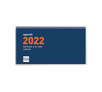 Finocam - Agenda 2022 Semana Vista Vertical, de Enero 2022 a Diciembre 2022 (12 meses) PL1-64x118 mm Plana Cóctel Azul Catalán