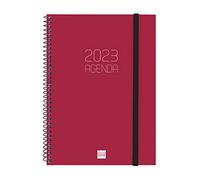 Finocam - Agenda 2023 Espiral Beta Semana Vista Horizontal Enero 2023 - Diciembre 2023 (12 meses) Vermelho Portugués