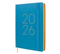 Finocam - Agenda 2026 1 Día Página | Enero - Diciembre (12 meses) | Agenda A5 con goma elástica y cinta punto | Tapa Blanda Flexi Lisa - Azul - Español