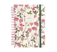 Finocam - Agenda 2026 1 Día Página | Enero - Diciembre (12 meses) | Agenda Anual 2026 con goma elástica | Espiral Doble Tapa Dura Moniquilla - Amapola - Español