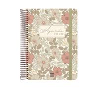 Finocam - Agenda 2026 1 Día Página | Enero - Diciembre (12 meses) | Agenda Anual 2026 con goma elástica | Espiral Tapa Dura Cloe - Marrón - Español