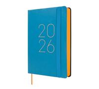 Finocam - Agenda 2026 1 Día Página | Enero - Diciembre (12 meses) | Agenda Anual 2026 con goma elástica y cinta punto | Tapa Blanda Flexi Lisa - Azul - Español