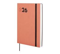 Finocam - Agenda 2026 1 Día Página | Enero - Diciembre (12 meses) | Agenda Anual 2026 con goma elástica y cinta punto| Tapa Blanda Dynamic Mara - Coral - Catalán