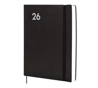 Finocam - Agenda 2026 1 Día Página | Enero - Diciembre (12 meses) | Agenda Anual 2026 con goma elástica y cinta punto| Tapa Blanda Dynamic Mara - Negro - Catalán