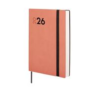 Finocam - Agenda 2026 1 Día Página | Enero - Diciembre (12 meses) | Agenda Anual 2026 con goma elástica y cinta punto| Tapa Blanda Mara - Coral - Español