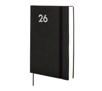 Finocam - Agenda 2026 1 Día Página | Enero - Diciembre (12 meses) | Agenda Anual 2026 con goma elástica y cinta punto| Tapa Blanda Dynamic Mara - Negro - Catalán