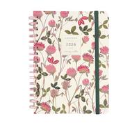 Finocam - Agenda 2026 Semana Vista Horizontal | Enero - Diciembre (12 meses) | Agenda Anual 2026 con goma elástica | Espiral Doble Tapa Dura Moniquilla - Amapola - Español