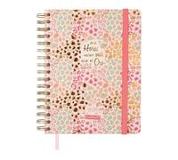 Finocam - Agenda 2026 Semana Vista Horizontal | Enero - Diciembre (12 meses) | Agenda Anual 2026 con goma elástica | Espiral Doble Tapa Dura Talkual - Oro - Español