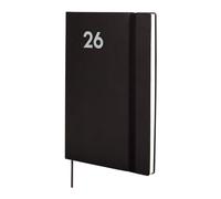 Finocam - Agenda 2026 Semana Vista Vertical | Enero - Diciembre (12 meses) | Agenda Anual 2026 con goma elástica y cinta punto | Tapa Blanda Mara - Negro - Internacional